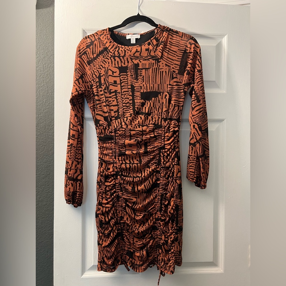 Topshop Rust and Black Patterned Dress
